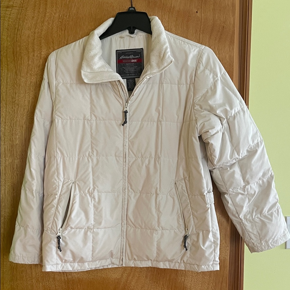 Eddie Bauer cream puffer jacket